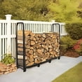 thumbnail image 1 of 4ft Firewood Rack Stand Heavy Duty Firewood Log Rack Holder Fireplace Wood Storage Holder for Indoor Outdoor Metal Pile Log Stand Stacker Holder, Matte Black Shelves for storage, 1 of 5