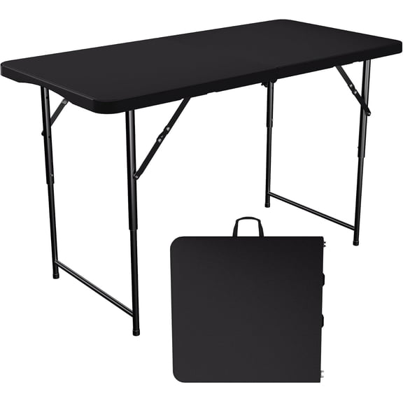 4ft Folding Table, 3 Adjustable Height, Support Up to 400LB
