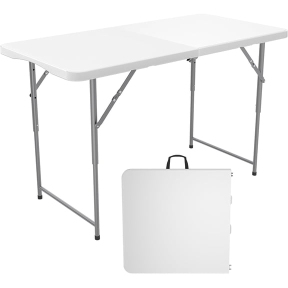 4ft Folding Table, 3 Adjustable Height, Support Up to 400LB