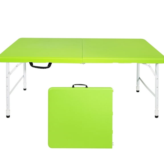 4ft Folding Table For Camping & Outdoor Activities, 135kg Max Load, Portable With Fixed Grip, Smooth And Waterproof Surface, Stable Triangular Understructure, Steel