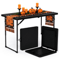 thumbnail image 1 of 4ft Folding Table, Fold-in-Half Plastic Table, Heavy-Duty Portable Utility Table with Adjustable Height Steel Legs & Carry Handle for Party, Camping, Picnic, Indoor Outdoor Use (Black), 1 of 6