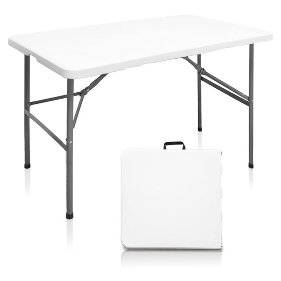 4ft Folding Table Heavy Duty Indoor Outdoor Portable Plastic Dining ...