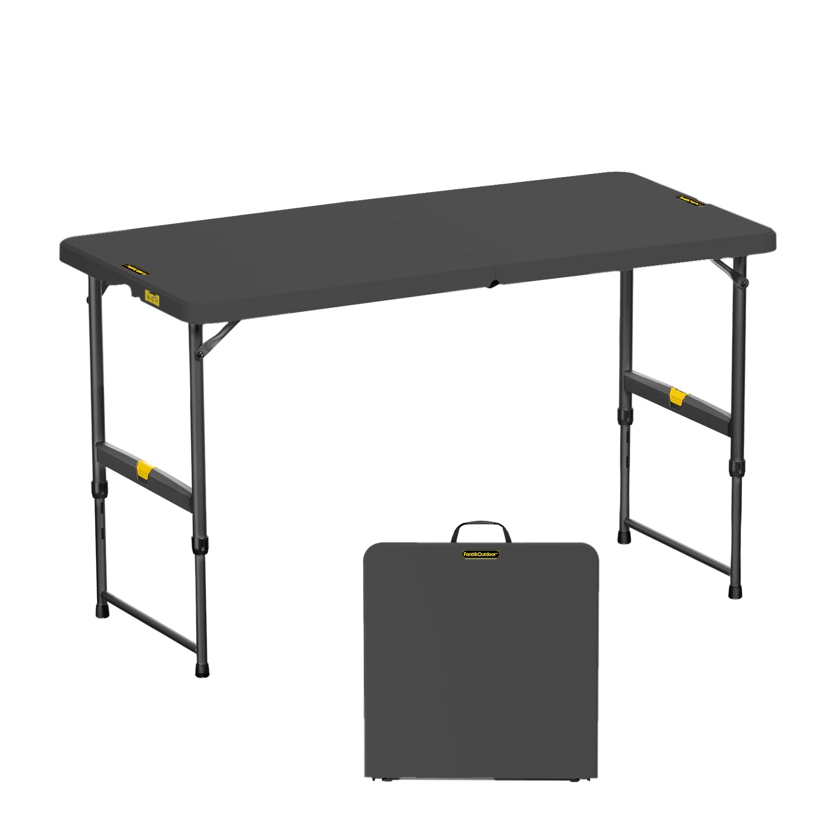 Multi Lock Hand Table 4ft Folding Utility Table with 4 Height Adjustments, One Hand Operation ...