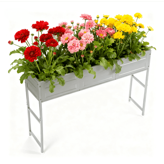 4ft Galvanized Elevated Garden Bed for Standing, High-Depth Raised Metal Planter Box, Ergonomic Design for Backyards & Patios