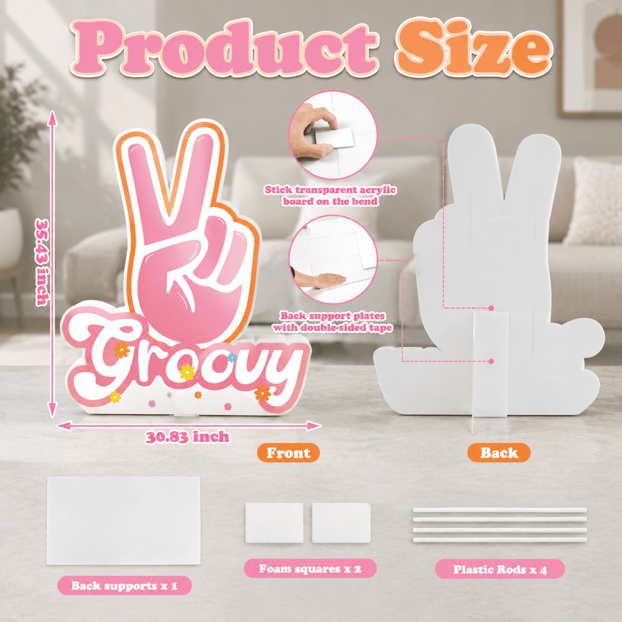 4ft Groovy Peace Sign Hand Cardboard Cutout Party Decor - Walmart.com