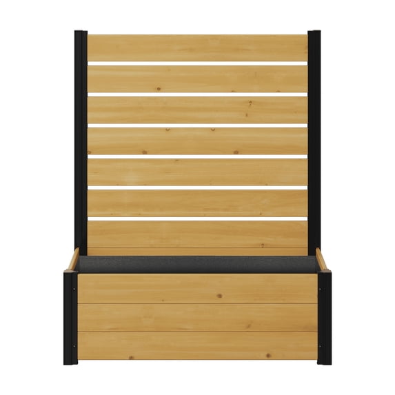 4ft H x 3.4ft W x 1.5ft L (1 Screen w/Planter) Freestanding Cedar Wood Privacy Fence Screen with Planter Box, Outdoor Wood Privacy Screen Panel for Patio, Raised Garden Bed, EC18040