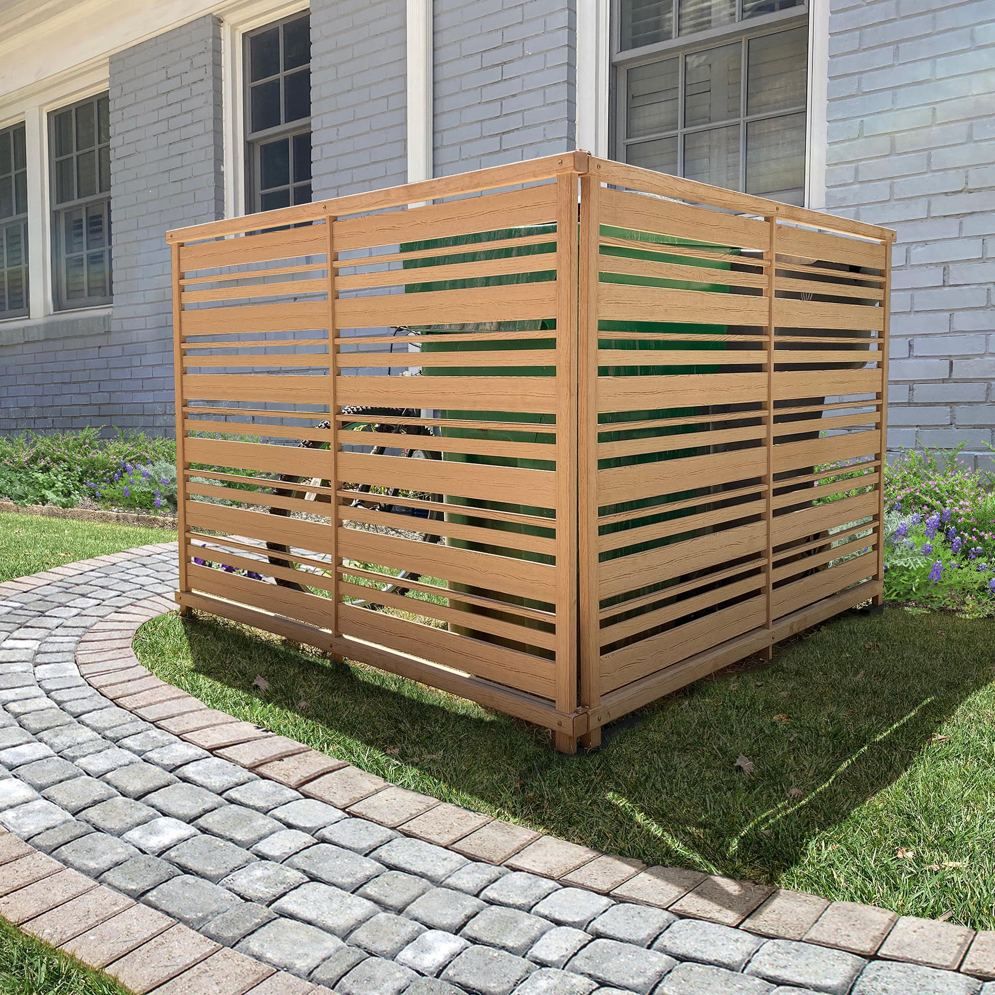 Fresno Cedar Color WoodTek Vinyl Privacy Screen Kit, 2 Panels