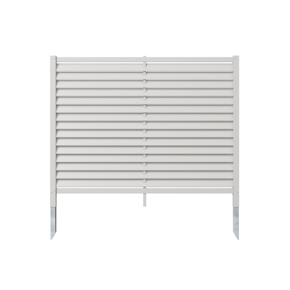 4ft H x 5ft W (1 Panel) No Dig Privacy Screen, Louvered White Vinyl Fence Panel, Trash Can Hider Outdoor, AC Fence, Pool Equipment Enclosure, Privacy Fence Panels, EC18041