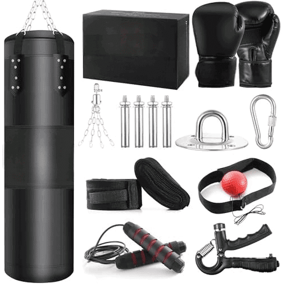 4ft Heavy Punching Bag Set for Adults Complete Boxing Training Equipment with 12oz Gloves, Suitable for MMA, Taekwondo, Muay Thai, Home Gym Unfilled$$Sport & Recreation Other