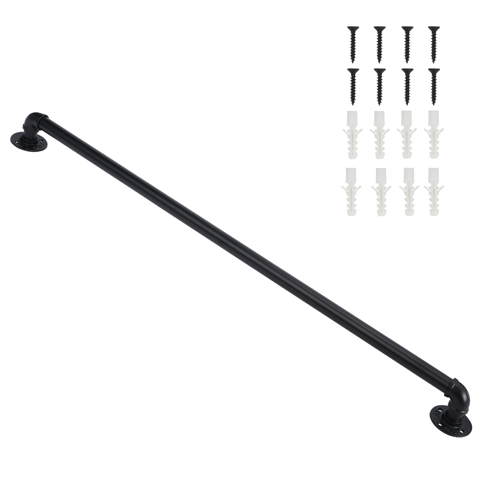 4ft Iron Courtyard Stair Handrail, Black
