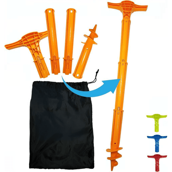 4ft Jet Ski Boat Kayak Anchor with Storage Bag for Shallow Water and Sandbar High Strength Plastic Pole Anchor Kit Neon Orange