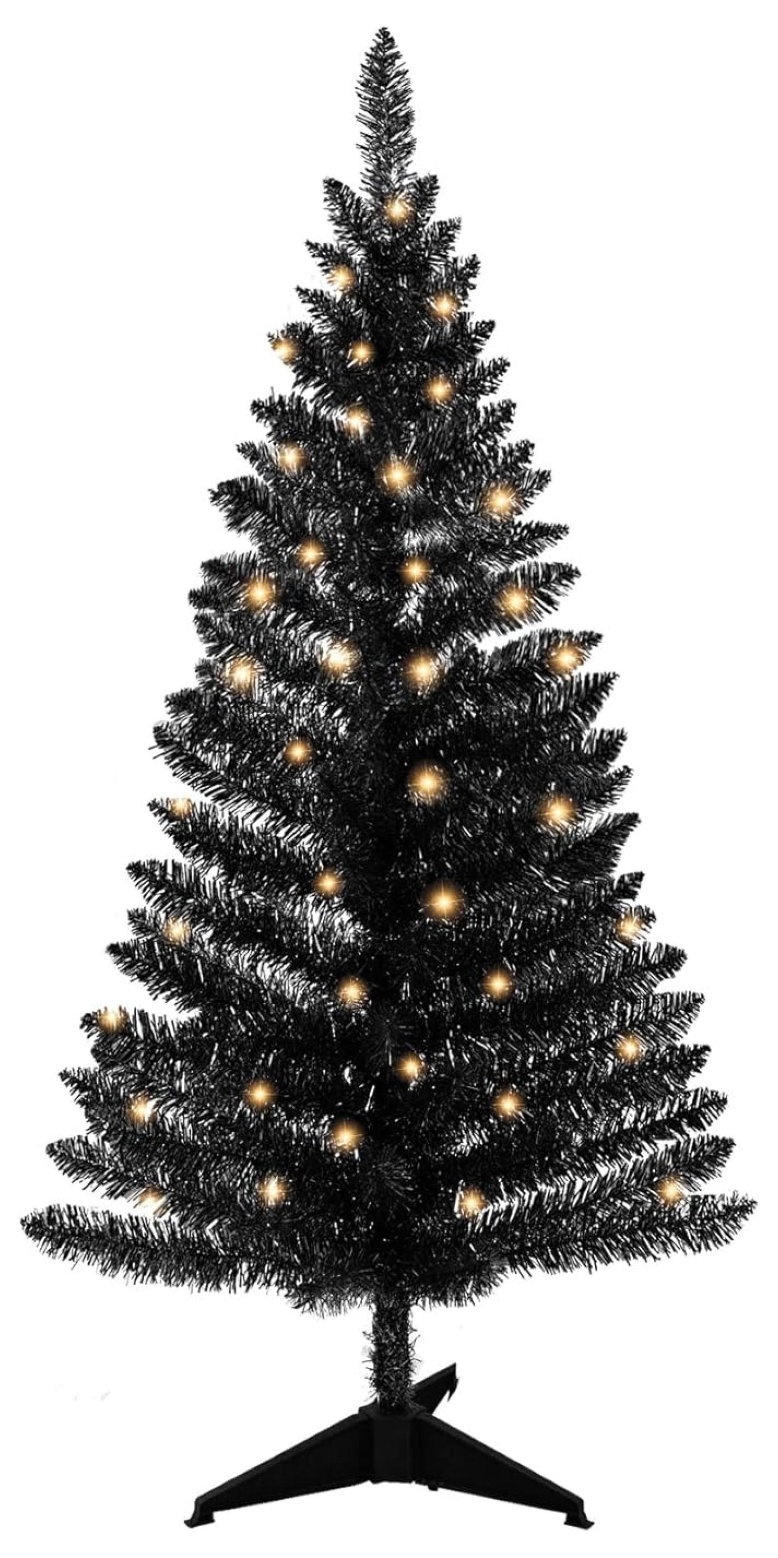 4ft Lighted Artificial Black Christmas Tree, Not Pre-lit Black Tinsel ...