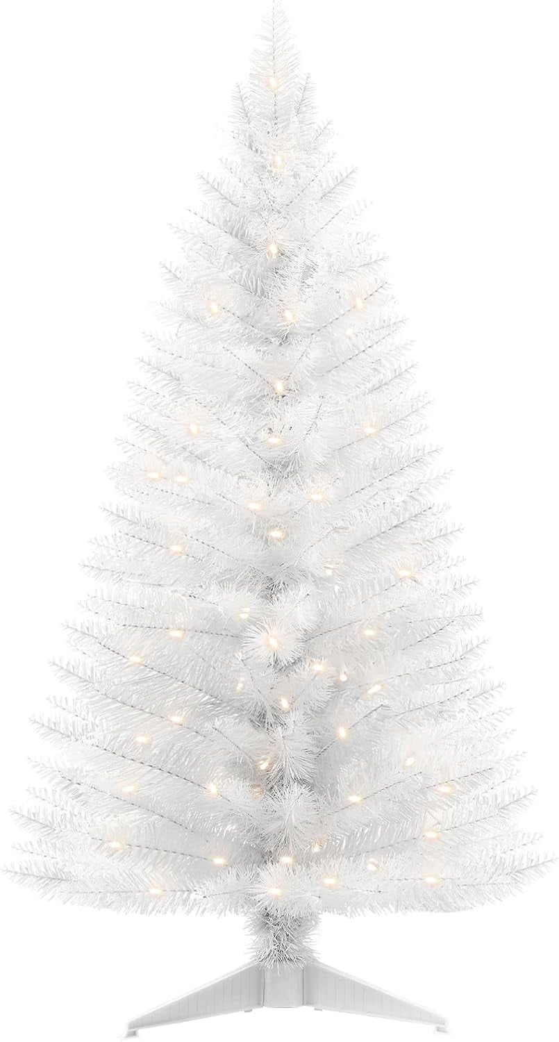 4 Ft White Christmas Tree With Lightsnull
