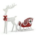 thumbnail image 1 of 4ft Lighted Christmas Reindeer & Sleigh Outdoor Yard Decoration Set - Festive Red & White Design with Bright LED Lights for Yard, Lawn & Indoor Festive Displays, 1 of 6