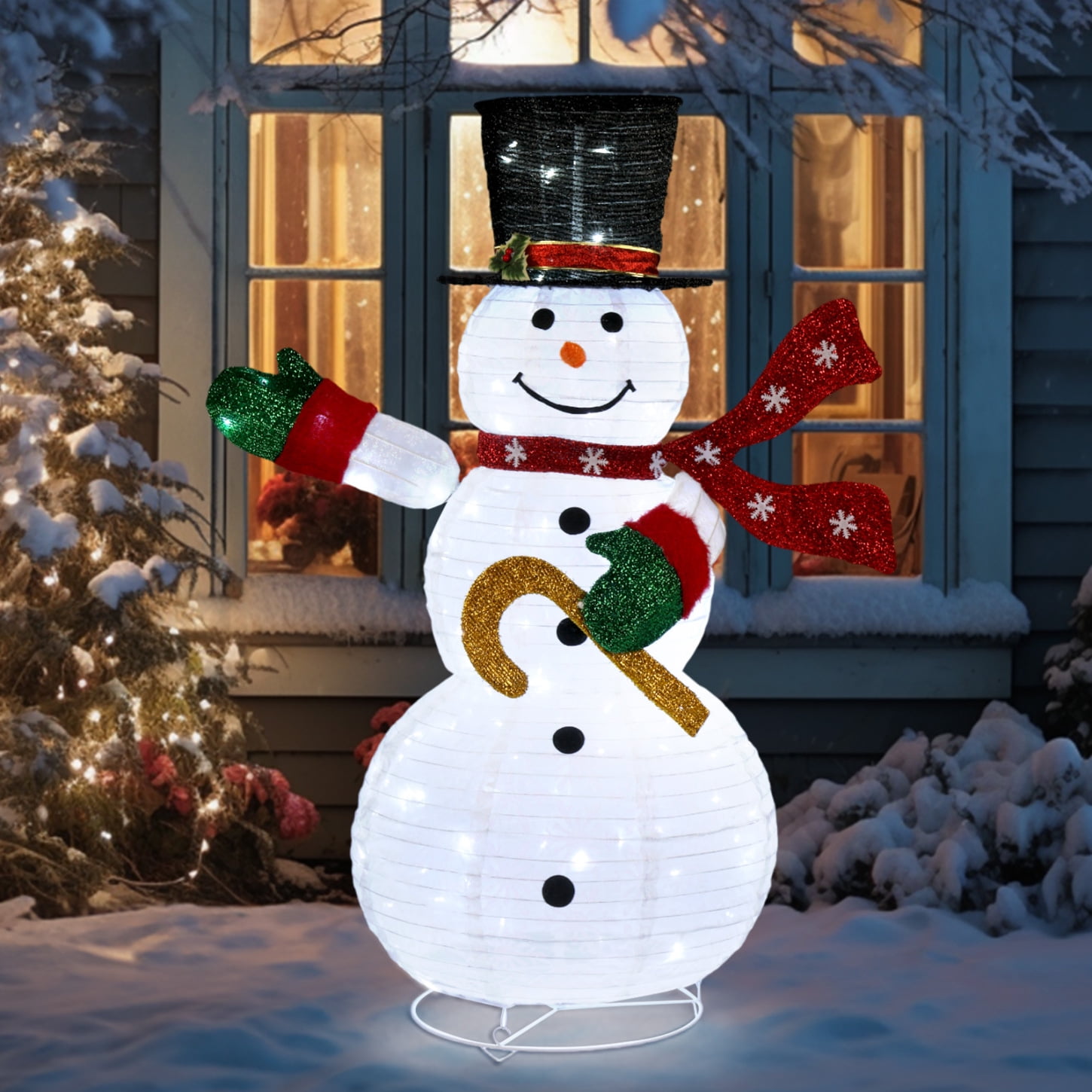4ft Lighted Pop-Up Snowman,Large Christmas Holiday Decoration with 100 ...