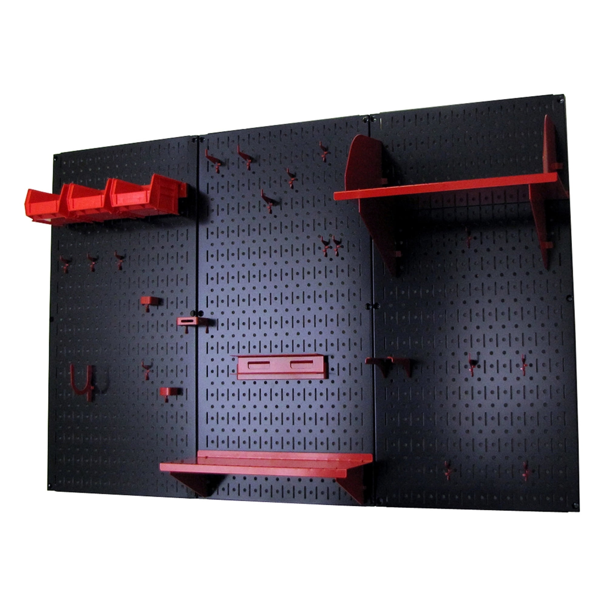 4ft Metal Pegboard Standard Tool Storage Kit Black Toolboard & Red
