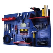 4ft Metal Pegboard Standard Tool Storage Kit - Blue Toolboard & Red Accessories