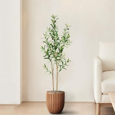 Ldnio Olive Tree Artificial 4ft Olive Plant Indoor, Faux Plants with Realistic Leaf & Natural Wood Trunk, Fake Potted Tree for Home Office Living Room Decor