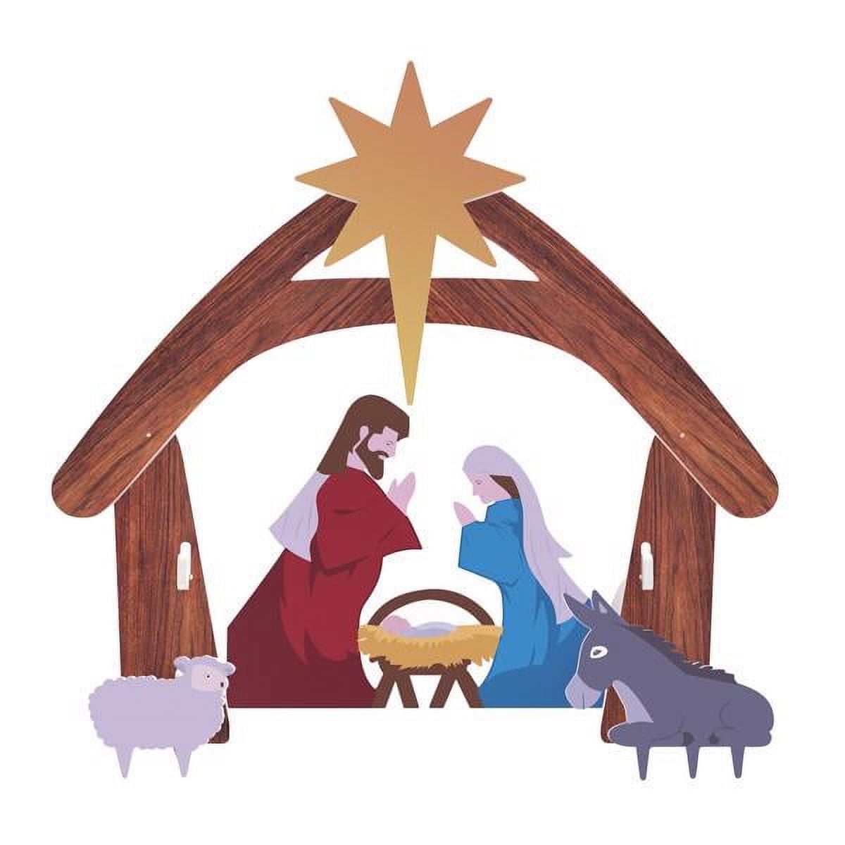 4ft Multicolor PVC Outdoor Nativity Scene with Star