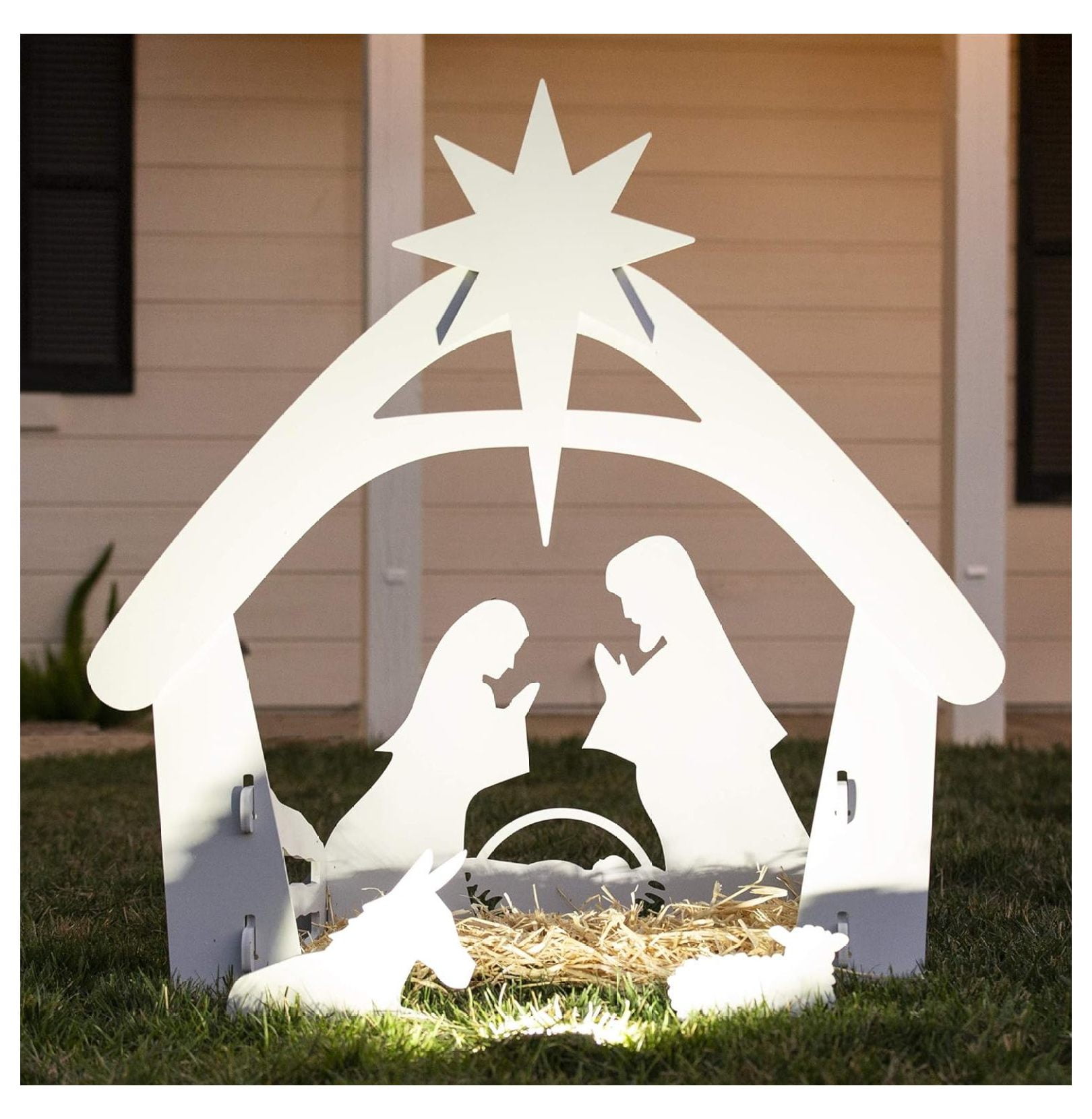 White PVC Outdoor Nativity Scene Christmas Decoration