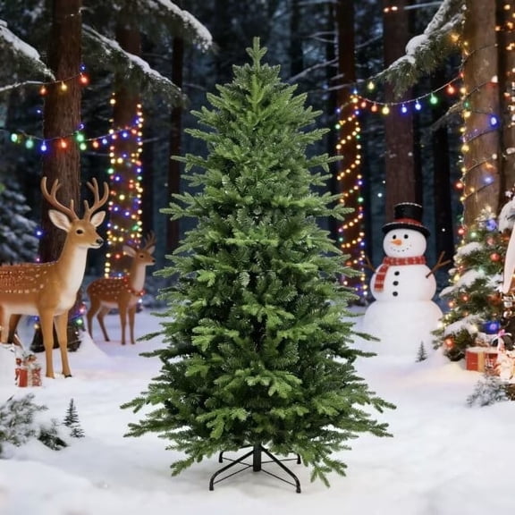 4ft PE/PVC Hybrid Automatic Christmas Tree - Steel Wire Support Easy-Open Holiday Decor