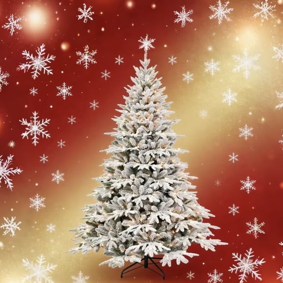 4ft PE/PVC Mixed Flocking Automatic white Christmas Tree - Easy Setup Foldable Holiday Decor