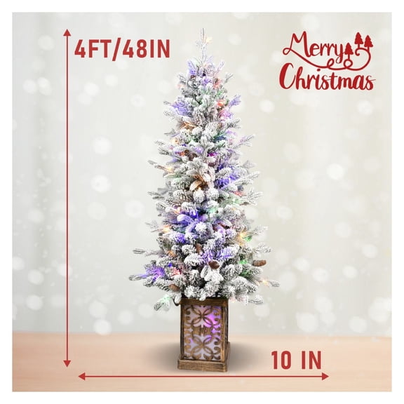 4ft PE/PVC wire tied flocking flash basin tree Pine cone *10