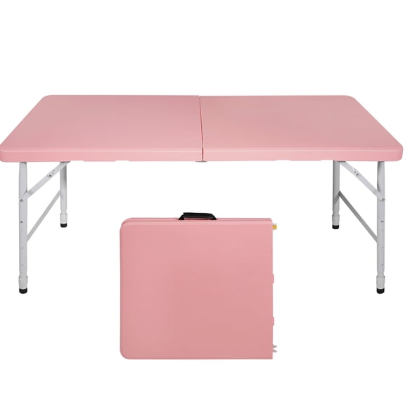 4ft Pink - Foldable with Fixed Grip - Camping & Outdoor - Stain - Resistant and Solid Table