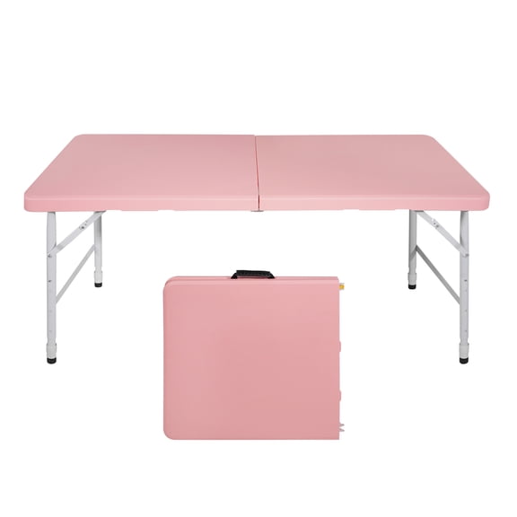 4ft Pink Portable Folding Table Indoor&Outdoor Maximum Weight 135KG Foldable Table for Camping