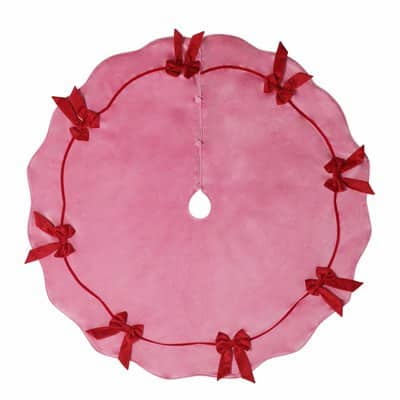 4ft. Pink with Red Bows Tree Skirt by Ashland - Holiday and Christmas Home Decor