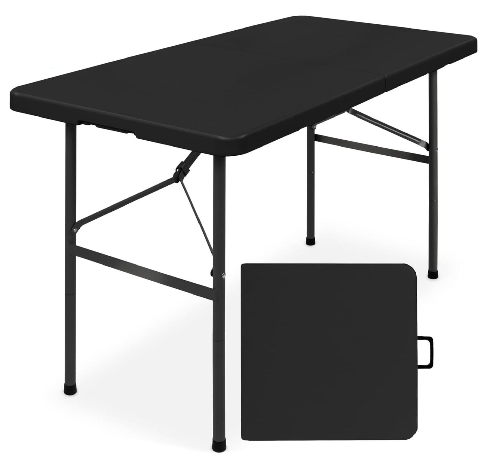 Black Heavy-Duty 4ft Folding Table with Handle