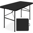 4ft Plastic Folding Table, Indoor Outdoor Heavy Duty Portable w/Handle