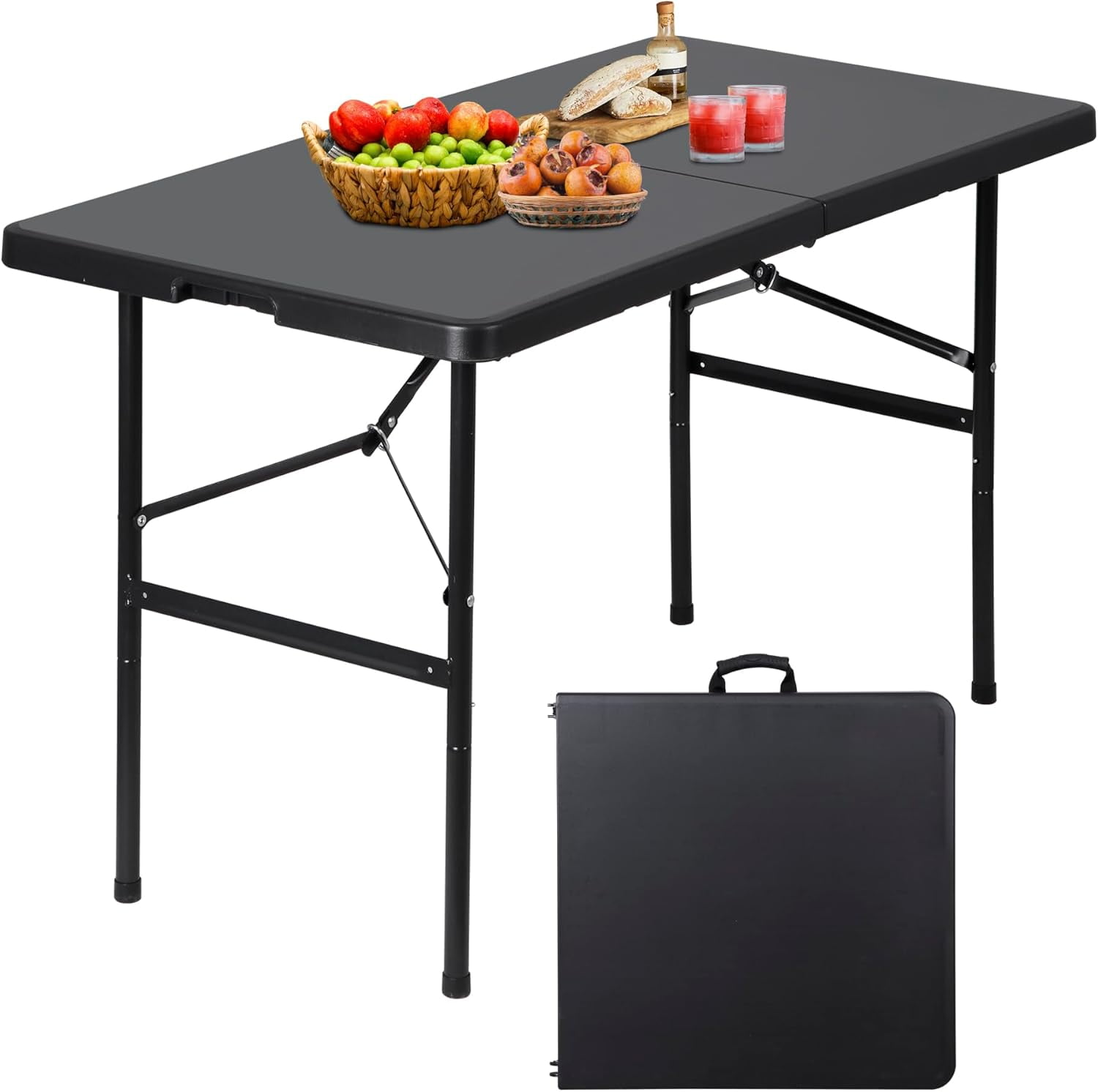 4ft Plastic Folding Table Indoor Outdoor Portable Heavy Duty Foldin