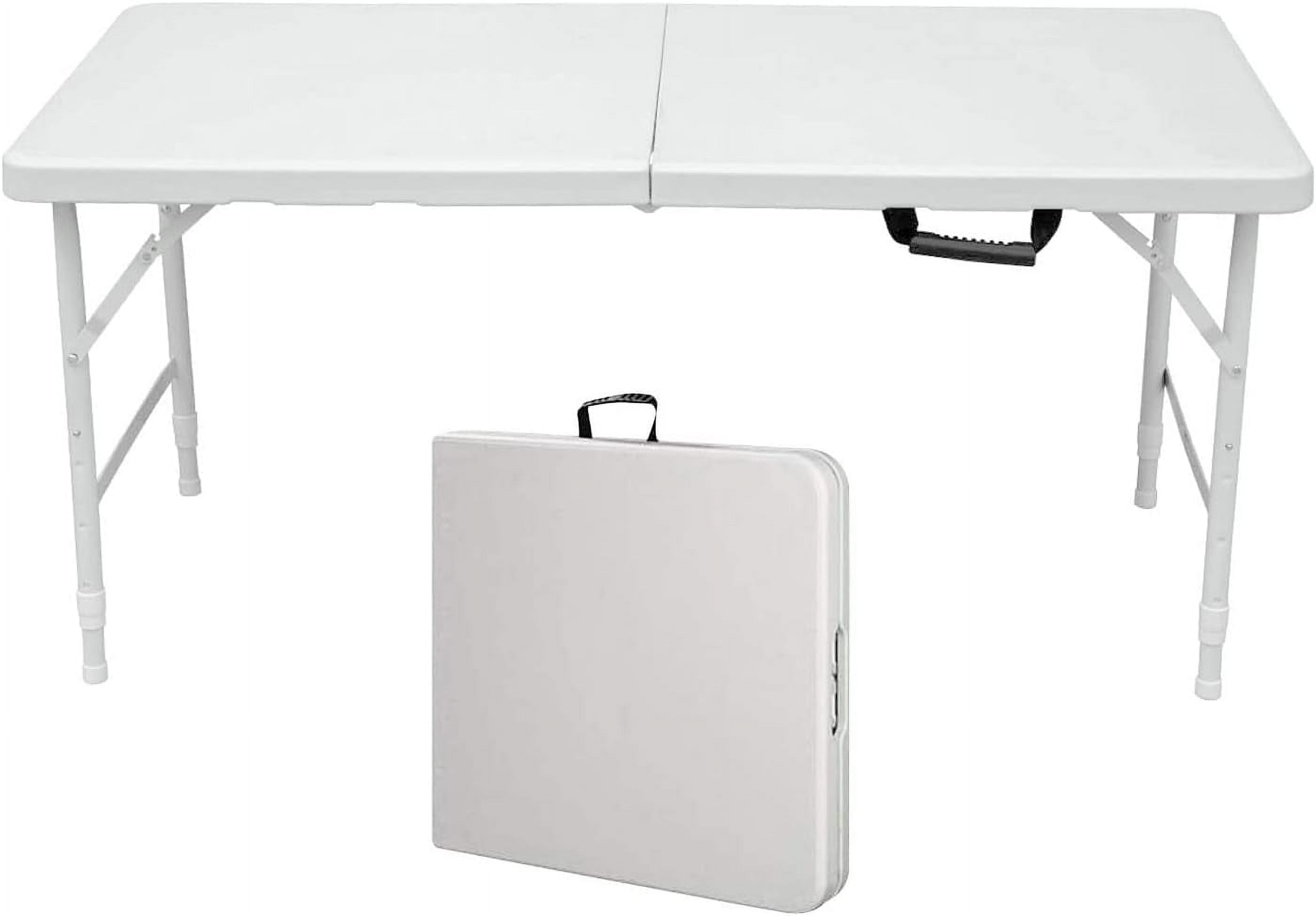 4ft Plastic Folding Table Portable Heavy Duty White Dining Table Fold