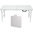 4ft Plastic Folding Table Portable Heavy Duty White Dining Table Fold