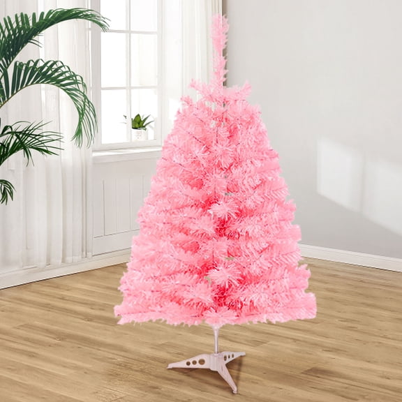 4ft Pre-lit Christmas Tree, Artificial Mini Tree Perfect for Kids, Apartments, Bedroom with Twinkling LED Lights(Pink)