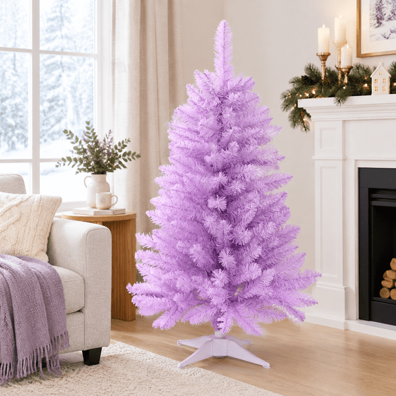 4ft Purple Artificial Mini Tabletop Christmas Tree, Small Holiday Decor ...