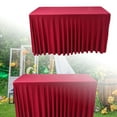 thumbnail image 1 of 4ft Rectangle Table Skirt with Elastic Edge - One-Piece Spandex Table Cover for Banquet Tables, Weddings, Parties & Events - Free Ruffled Tablecloth, 1 of 6
