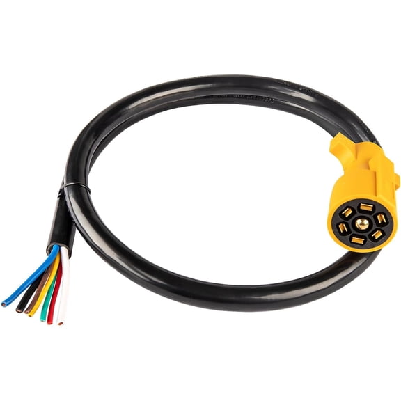 4ft Replacement 7-Pin RV Blade Trailer Wiring Harness Plug Heavy Duty Pre-Wired 7-Way RV Trailer End Connector 4 Feet Cable 7 Prong Molded Trailer Light Pigtail Cord 10-14AWG Thick Copper Wire