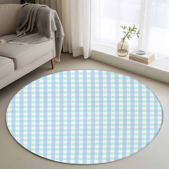 4ft Round Rug, Aqua Blue Green Non-Skid Rubber Backing Large Area Rugs ...