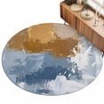 4ft Round Rug Blue Brown Abstract Area Rugs for Living Room Bedroom ...