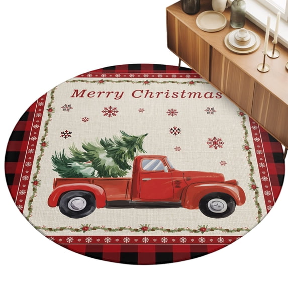 4ft Round Rug Christmas Trucks Area Rugs for Living Room Bedroom ...