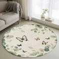 thumbnail image 1 of 4ft Round Rug, Eucalyptus Leaves Non-Skid Rubber Backing Large Area Rugs - Living Room Bedroom Home Office, Spring Summer Botanical Sage Green Rustic Indoor Floor Mat Carpets Washable Rug, 1 of 9