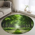 thumbnail image 1 of 4ft Round Rug, Green Trees Non-Skid Rubber Backing Large Area Rugs - Living Room Bedroom Home Office, Forest Art Decor Spring Summer Nature Leaf Indoor Floor Mat Carpets Washable Rug, 1 of 9