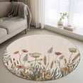 thumbnail image 1 of 4ft Round Rug, Pastoral Botanical Non-Skid Rubber Backing Large Area Rugs - Living Room Bedroom Home Office, Farmhouse Floral Rustic Indoor Floor Mat Carpets Washable Rug, 1 of 9