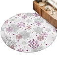 4ft Round Rug Pink Snowflake Christmas Area Rugs for Living