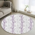 thumbnail image 1 of 4ft Round Rug, Purple Grey Branch Non-Skid Rubber Backing Large Area Rugs - Living Room Bedroom Home Office, Spring Summer Pastoral Botanical Indoor Floor Mat Carpets Washable Rug, 1 of 9