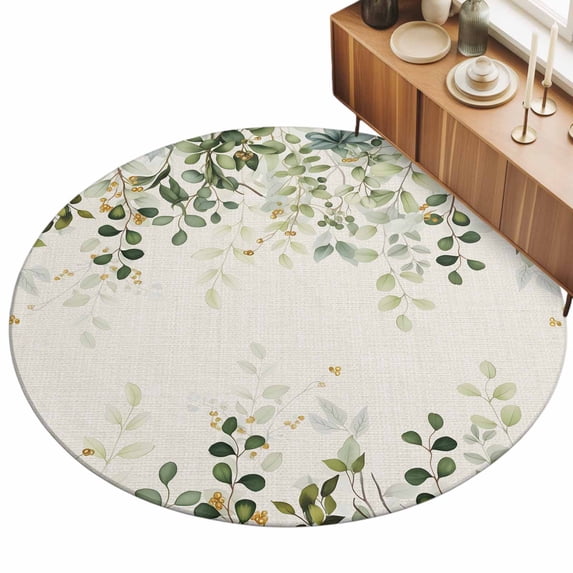 4ft Round Rug Sage Green Area Rugs for Living Room Bedroom Washable Non ...