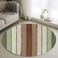 thumbnail image 1 of 4ft Round Rug, Sage Green Non-Skid Rubber Backing Large Area Rugs - Living Room Bedroom Home Office, Farmhouse Wood Grain Vintage Brown Striped Indoor Floor Mat Carpets Washable Rug, 1 of 9
