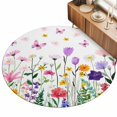 4ft Round Rug Spring Floral Area Rugs for Living Room Bedroom Washable ...